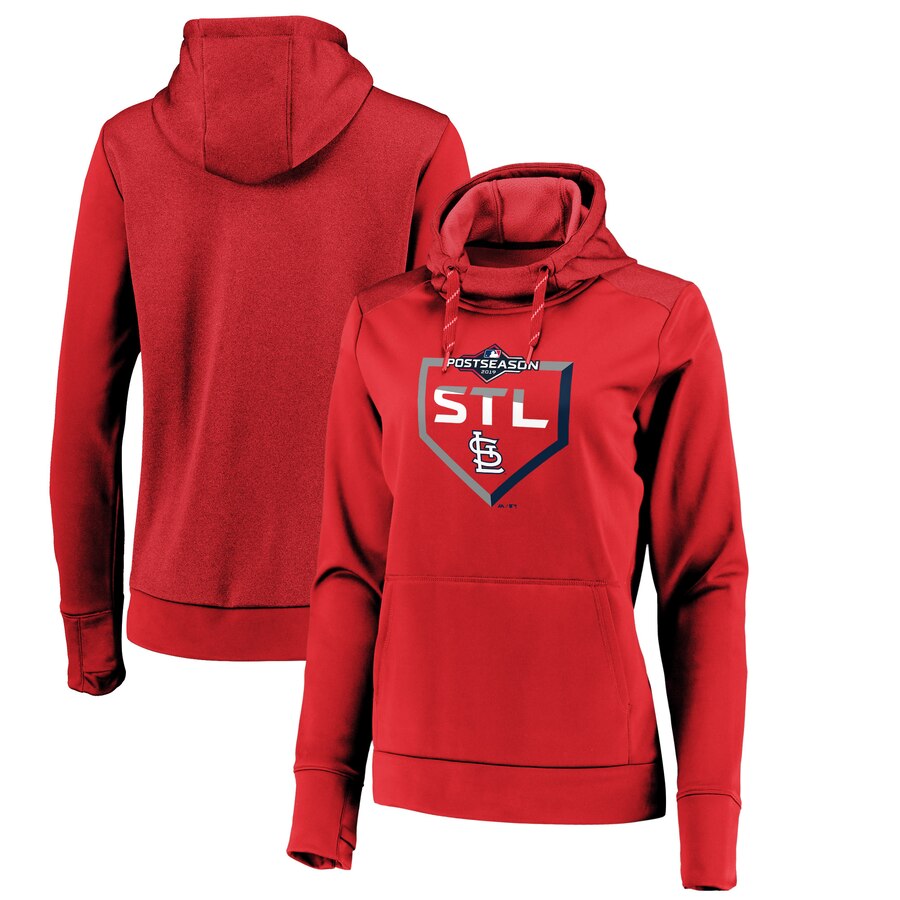 Women's St. Louis Cardinals Majestic Red 2019 Postseason Dugout Pullover Hoodie(Run Small)